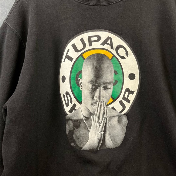 Vintage Cross Colors x Tupac 90's Hip Hop Black Crewneck Sweatshirt Large - Picture 2 of 11